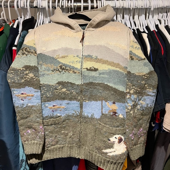 Ralph Lauren Other - Lauren Ralph Lauren 100% Lambswool full zip Hand Knit sweater pioneer Sz Small
